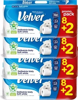 Zamatový toaletný papier neparfumovaný 10 ks.